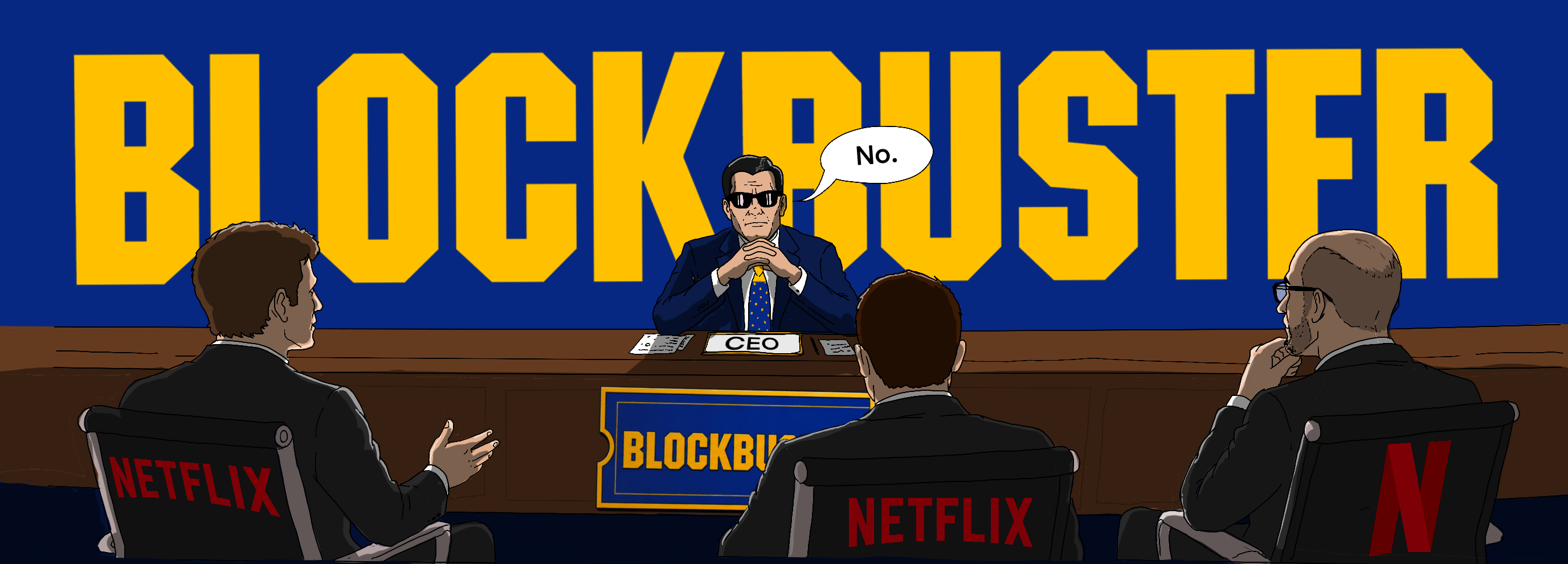 Blockbuster CEO says 'No.' to the Netflix founders across the boardroom table